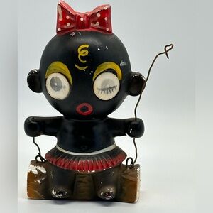 Vtg 50s 60’s Japan Winky Blinky Dakko Figurine  Kitschy Eyes